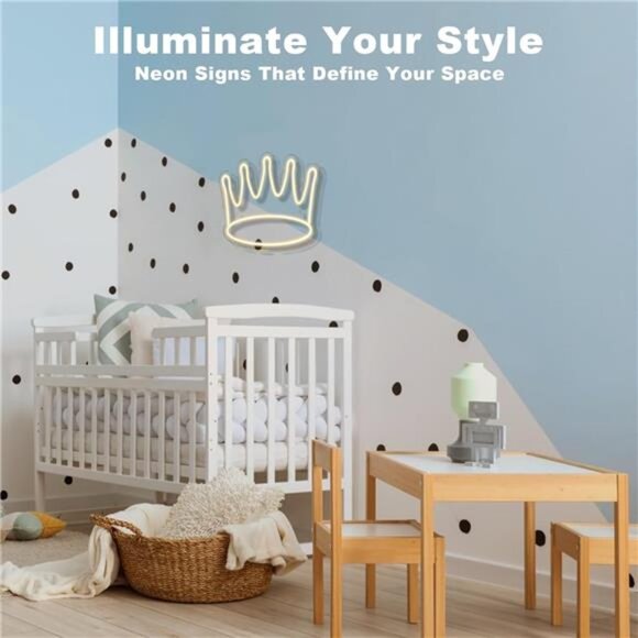 Crown Neon Signs Led Crown Neon Light Large Wall Hanging Lights Art Decor Neon - Picture 5 of 7